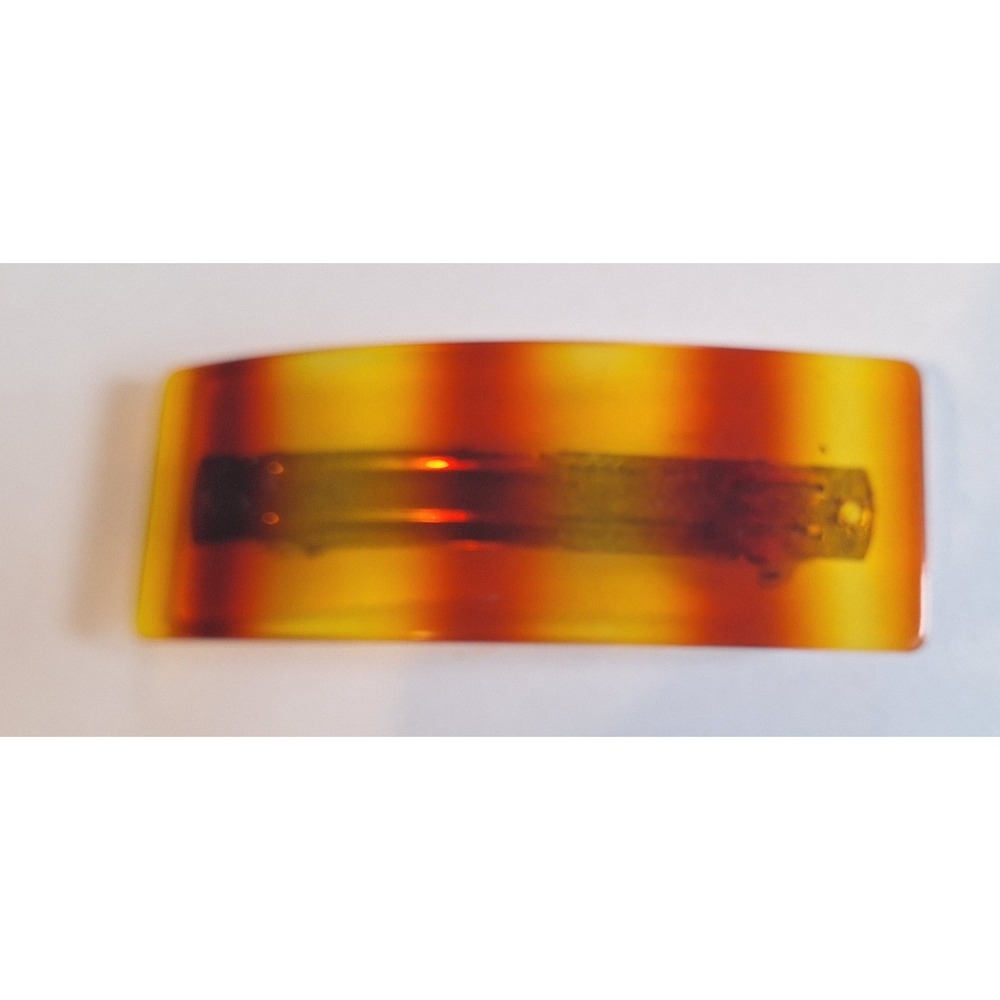 Vintage French Barrette Amber Brown Striped Rectangular Hair Clip Made in France